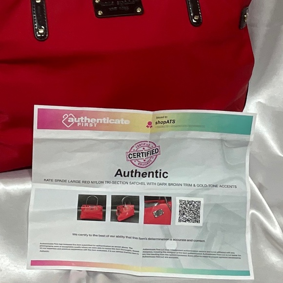 Kate Spade ♠️  Red Large, nylon Tote 5-H2a - Picture 9 of 9